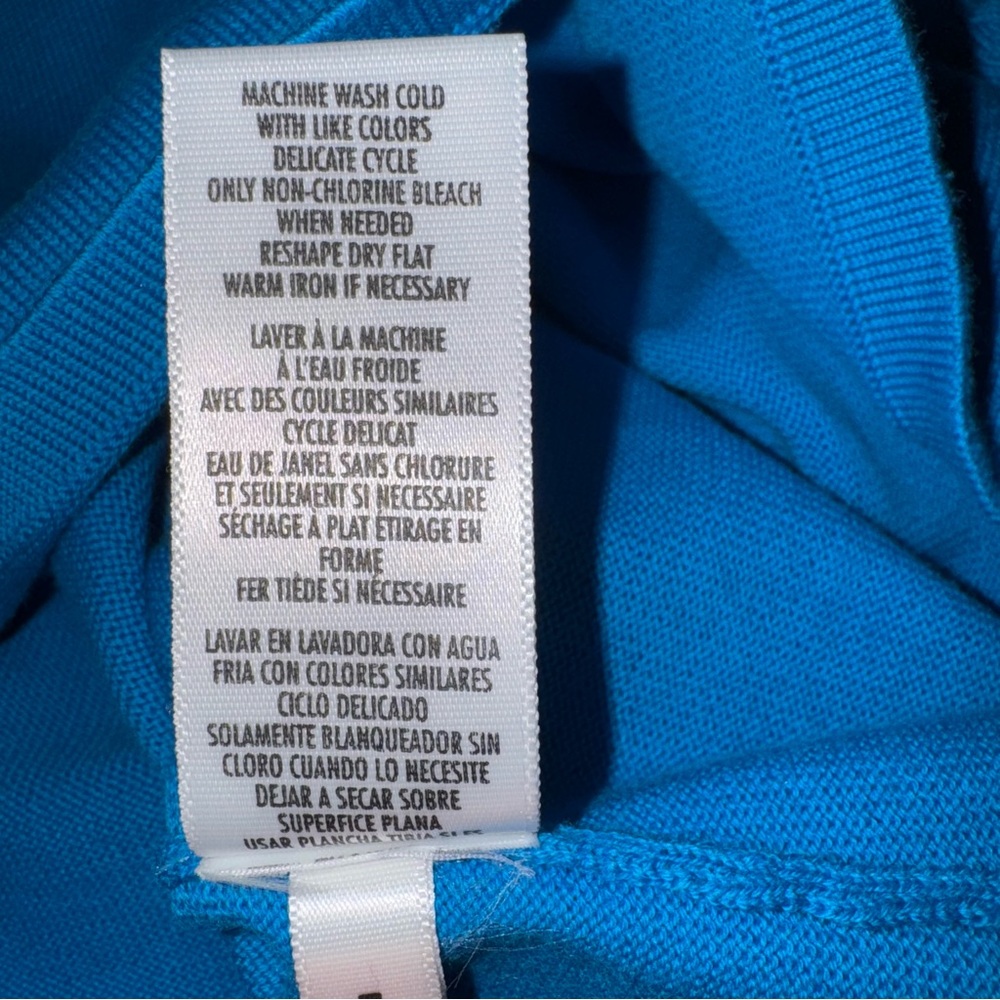 Vintage Casual Corner NWT 100% Cotton Short Sleeve Blue Knit Sweater Sz Medium - Picture 8 of 8